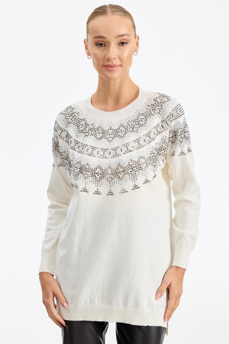 Taş Detaylı Tunik EKRU