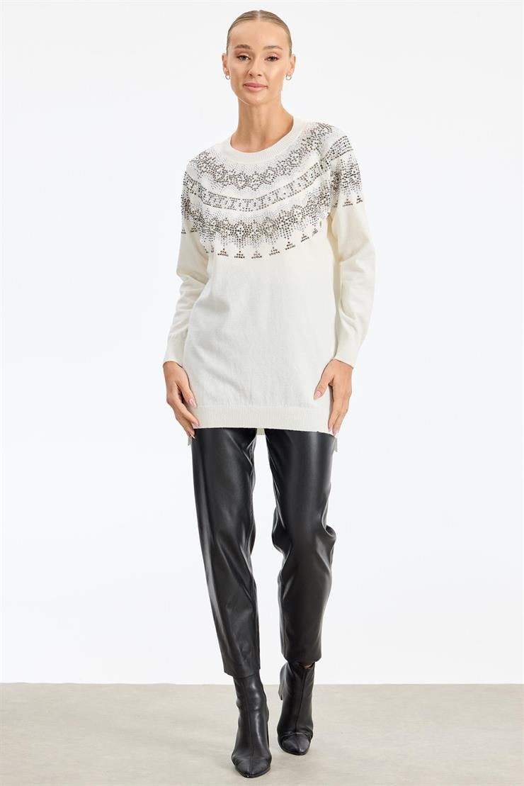 Taş Detaylı Tunik EKRU