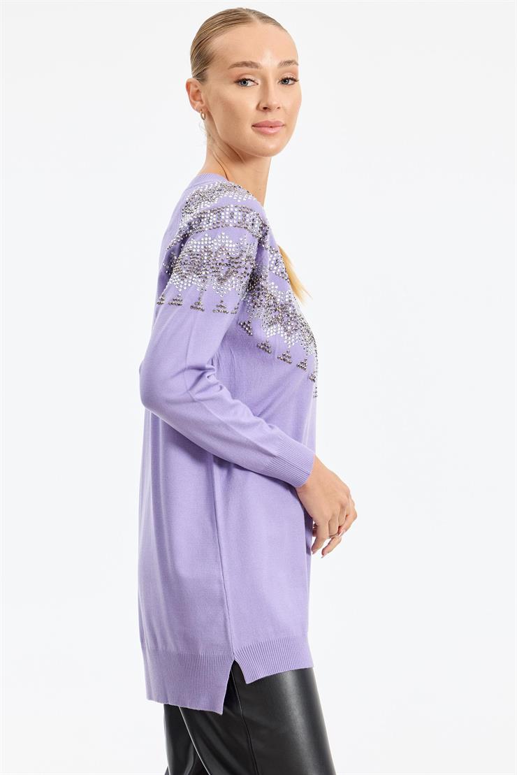 Taş Detaylı Tunik LİLA