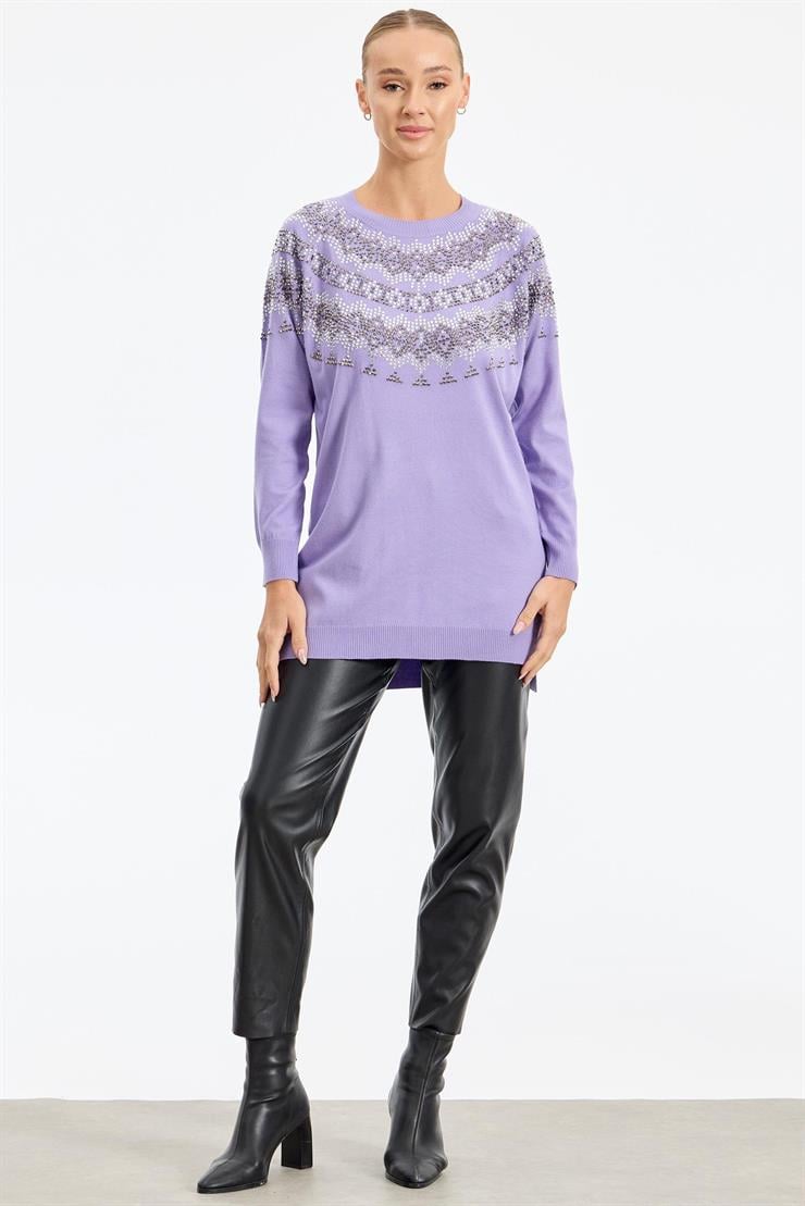 Taş Detaylı Tunik LİLA