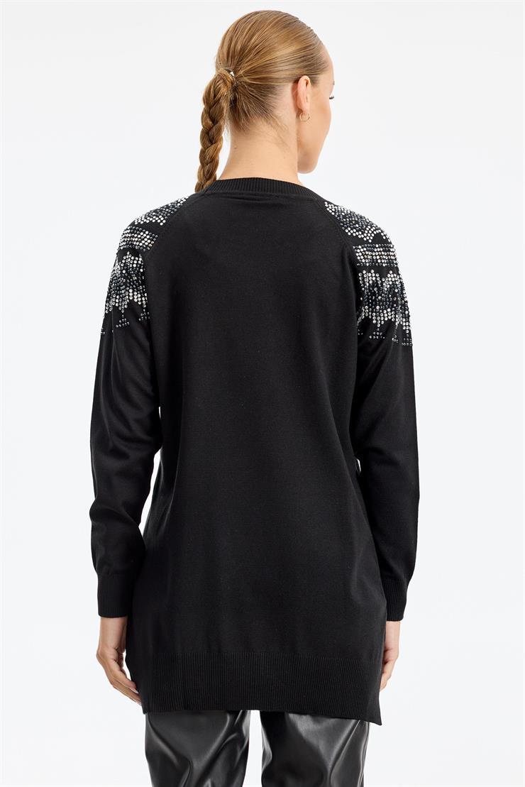Taş Detaylı Tunik SİYAH