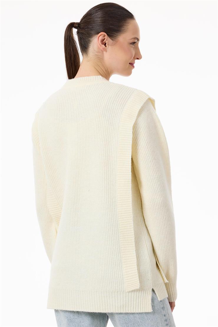 Taş İşlemeli Yürütmeli Tunik EKRU