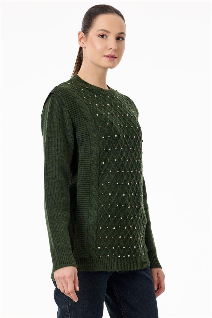 Taş İşlemeli Yürütmeli Tunik ZÜMRÜT