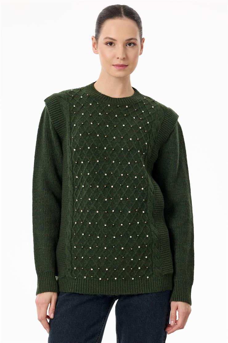 Taş İşlemeli Yürütmeli Tunik ZÜMRÜT