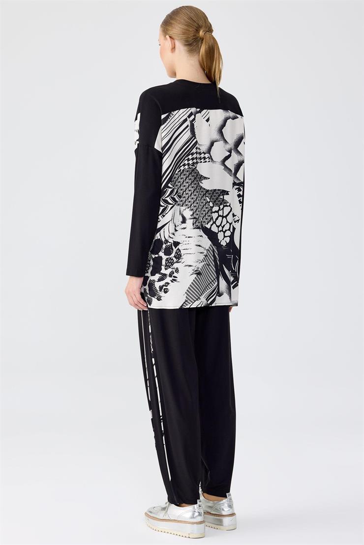 Taşlı Kontrast Cep Detaylı İkili Takım SİYAH