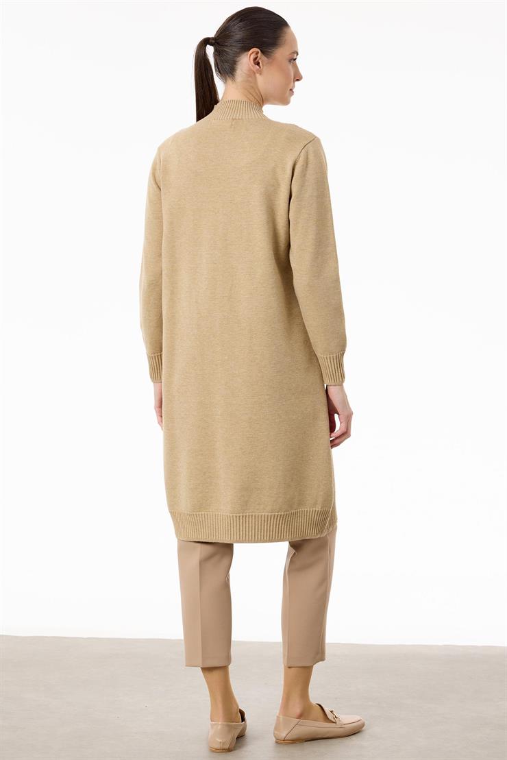 Tek Tarafı Serpme Payetli Fitilli Triko Tunik HAKİ