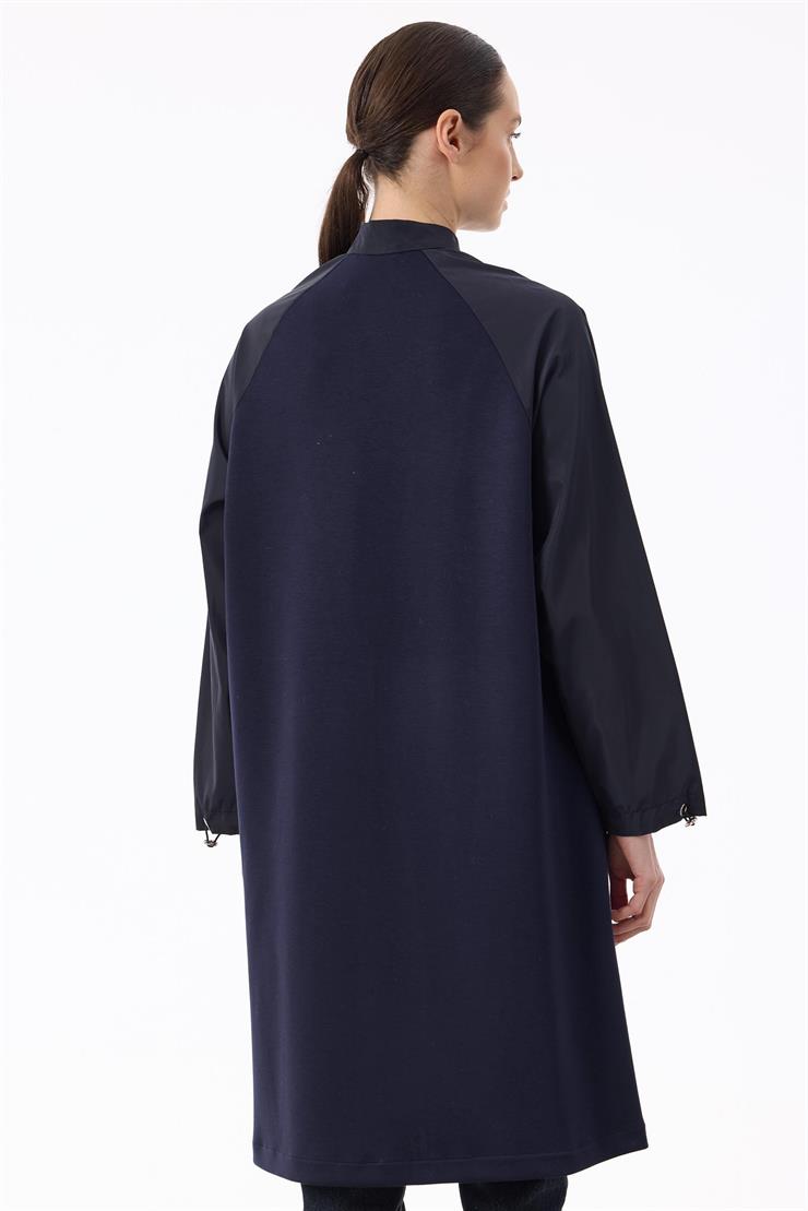 Teknin Kumaş Kombinli Fermuar Detaylı Kap LACİVERT