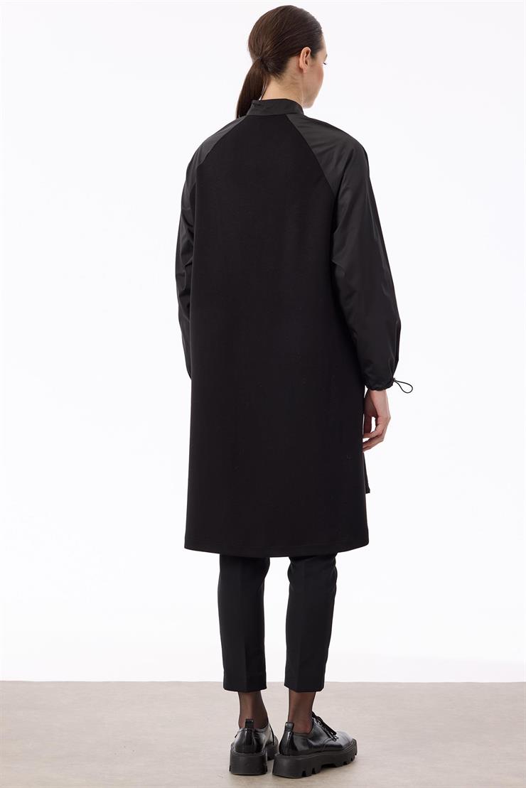 Teknin Kumaş Kombinli Fermuar Detaylı Kap SİYAH