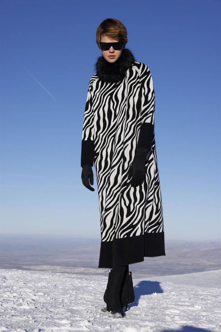 Tıger Desen Pardesü-Siyah-Ekru