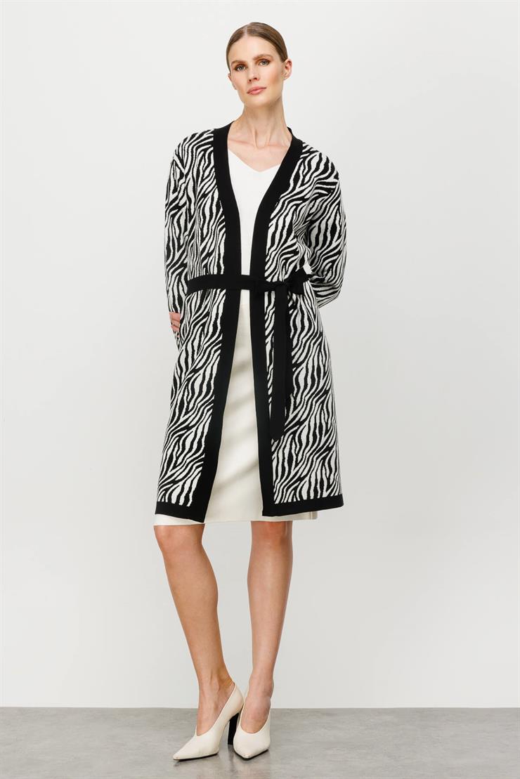 Tıger Desenli Triko Hırka-Siyah-Ekru