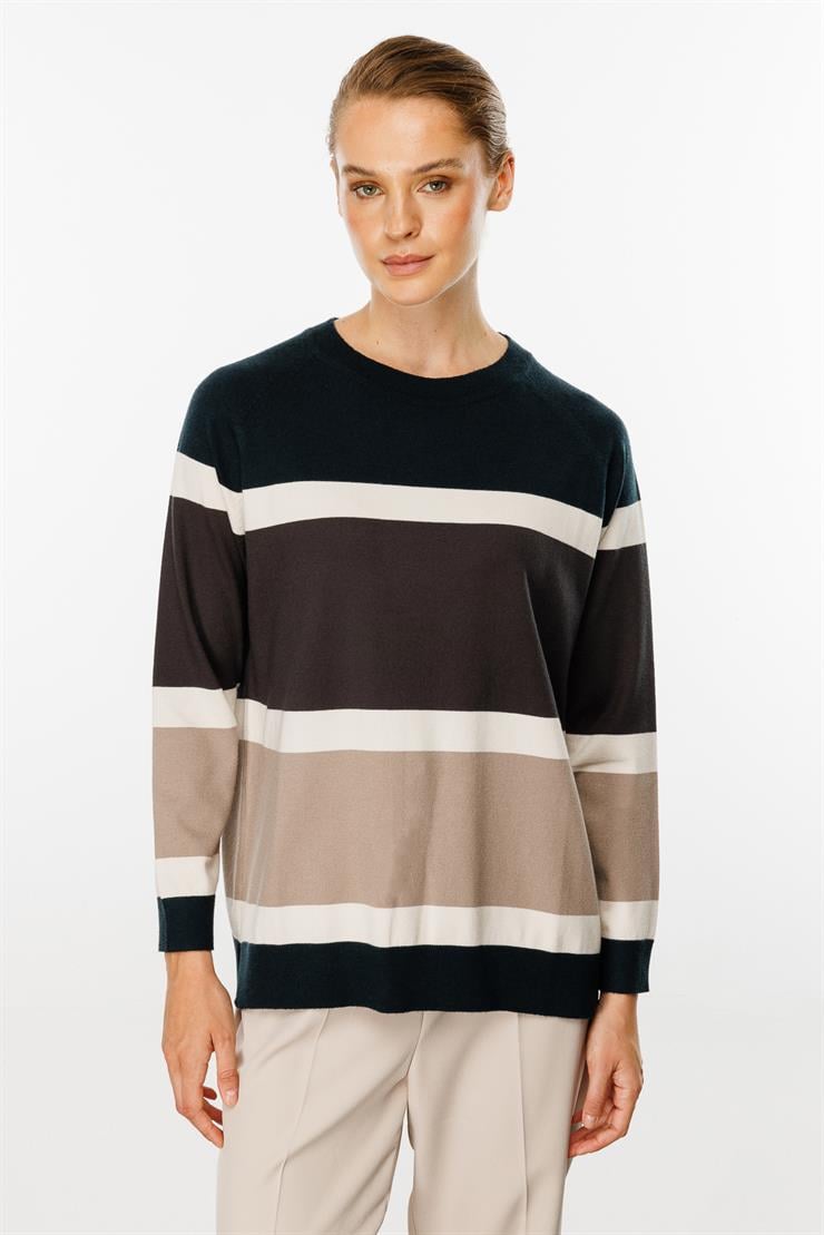 Triko Çizgili Bluz-Nefti