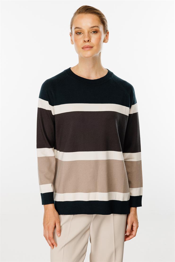 Triko Çizgili Bluz-Nefti