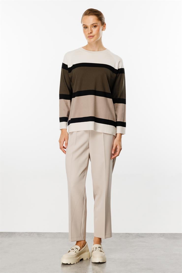 Triko Çizgili Bluz-Taş