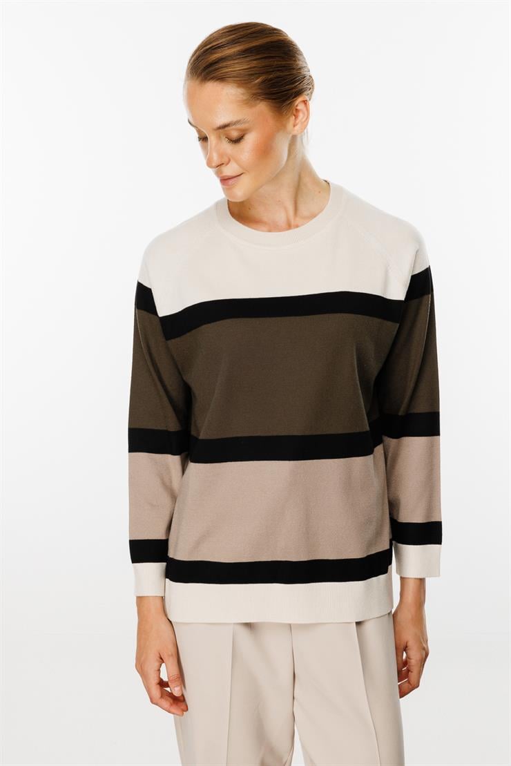 Triko Çizgili Bluz-Taş