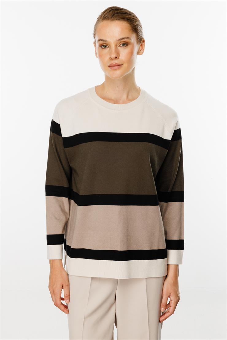 Triko Çizgili Bluz-Taş