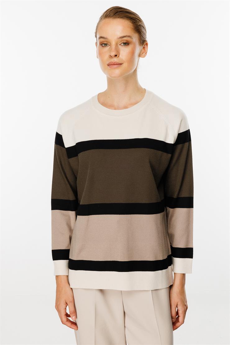 Triko Çizgili Bluz-Taş