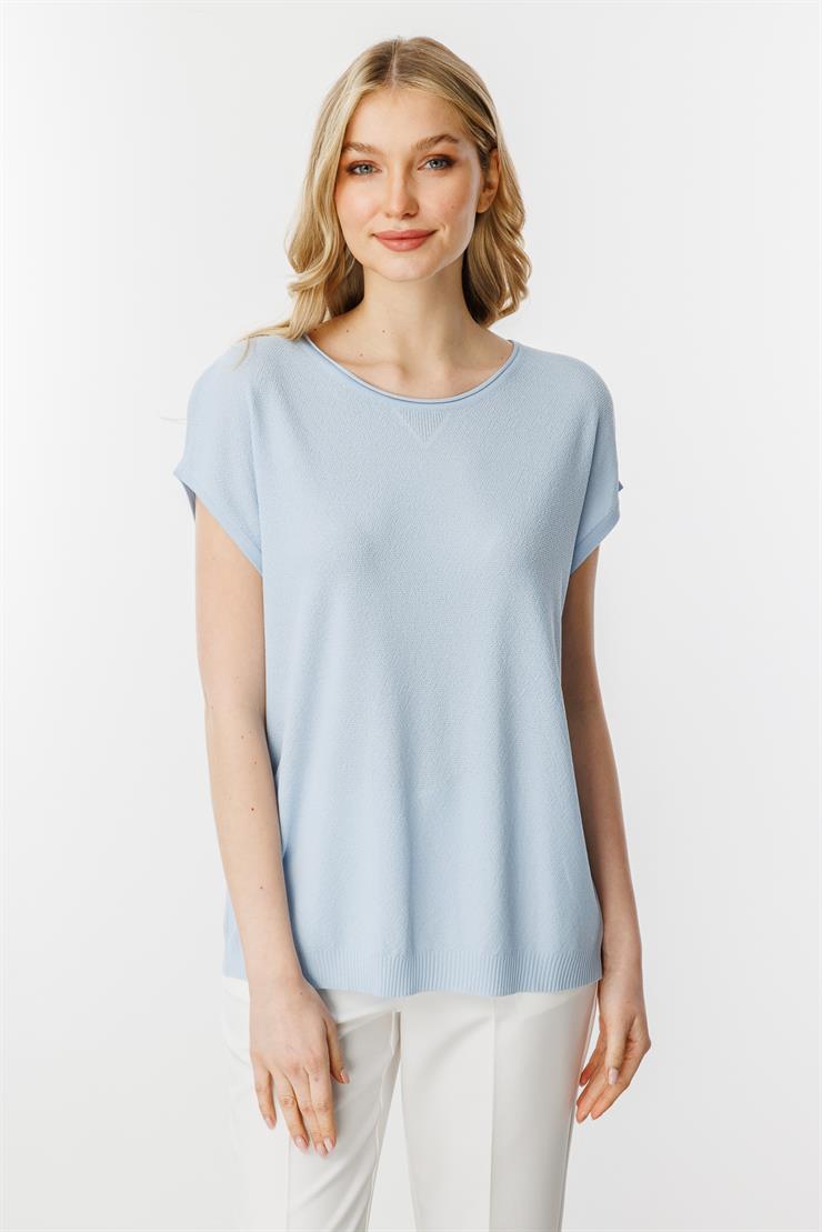 Triko Kolsuz Bluz-Mavi