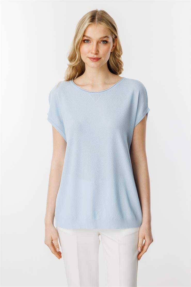 Triko Kolsuz Bluz-Mavi