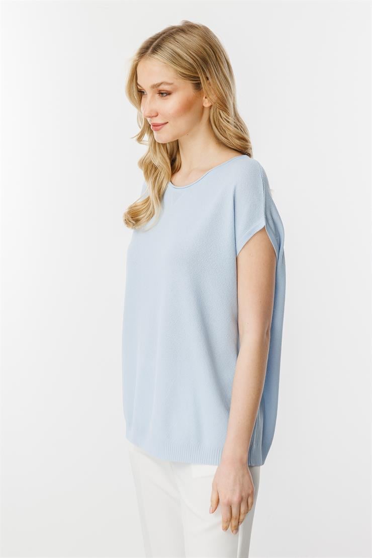 Triko Kolsuz Bluz-Mavi