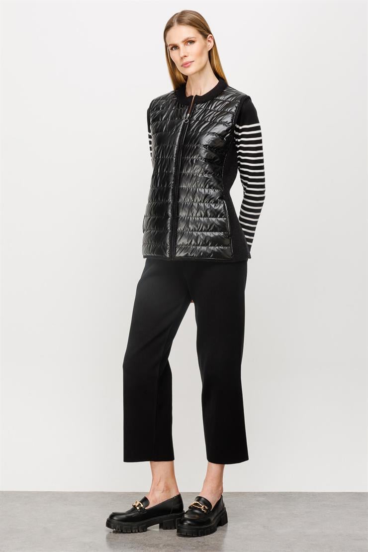 Triko Kombinli Kapitone Yelek-SİYAH