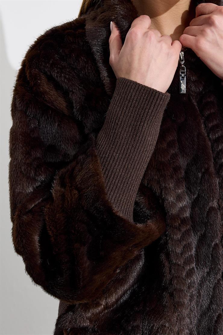 Triko Ve Saç Örgü Kombinli Kaban KAHVE