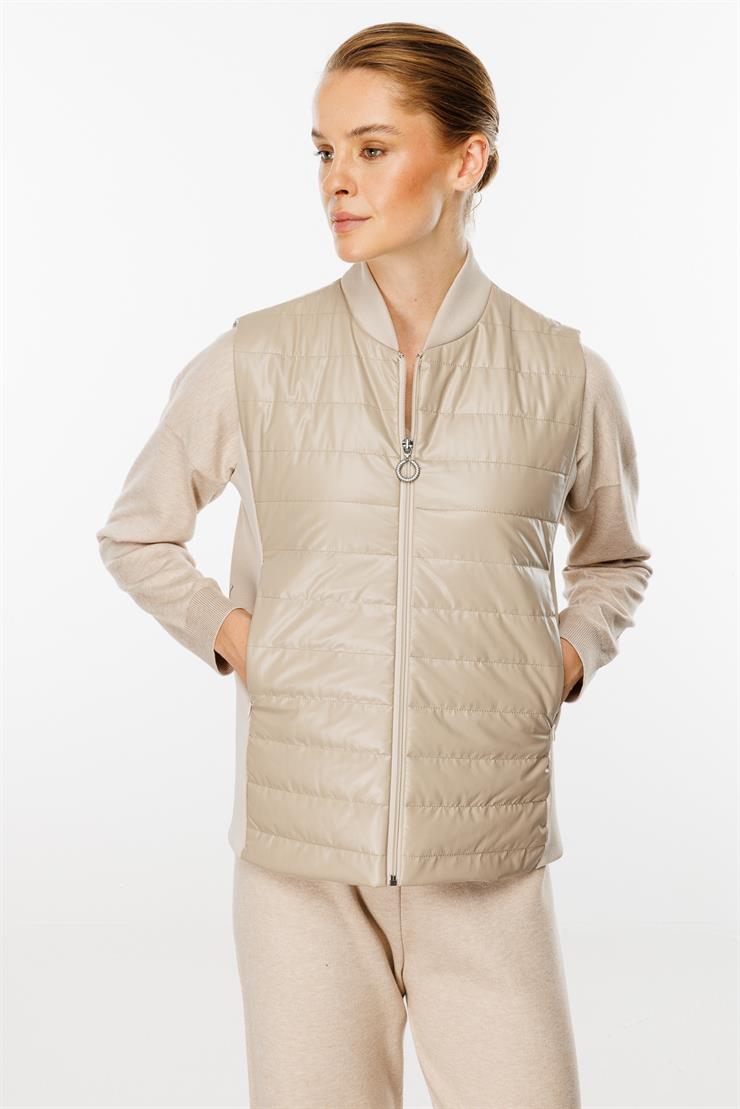 Triko Yakalı  Kapitone Yelek-VİZON