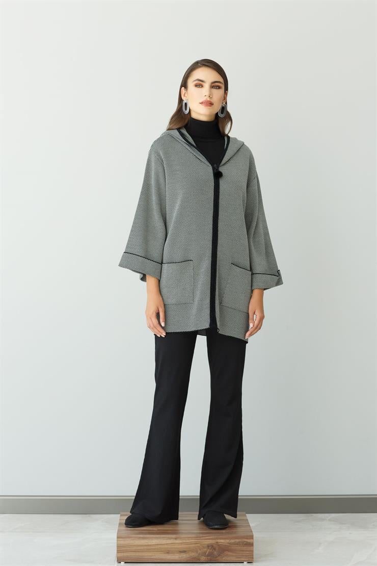 Truvakar Kol Triko Hırka-Siyah-Ekru