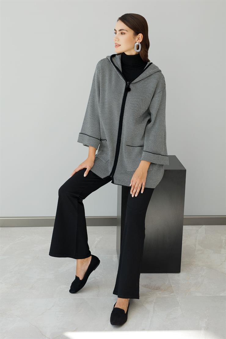 Truvakar Kol Triko Hırka-Siyah-Ekru