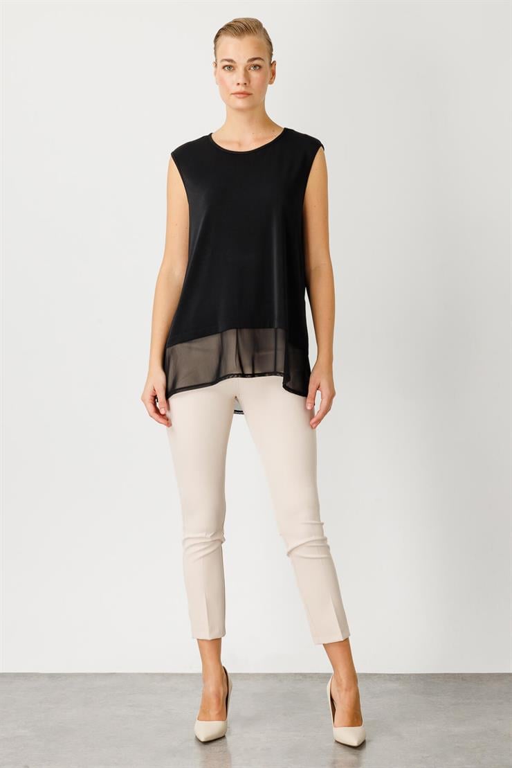 Tül Detaylı Basic Atlet-SİYAH