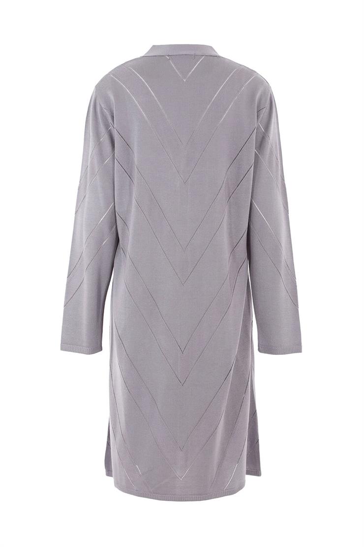 V Yaka Triko Hırka-Gri