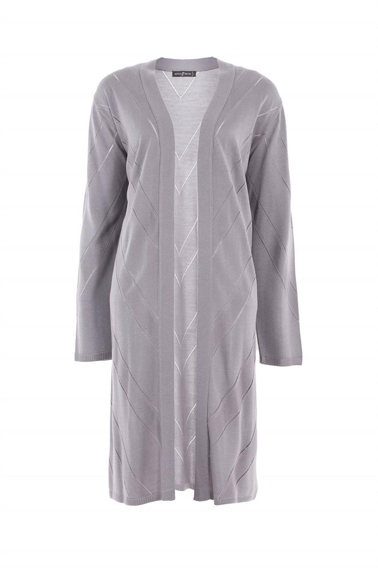 V Yaka Triko Hırka-Gri