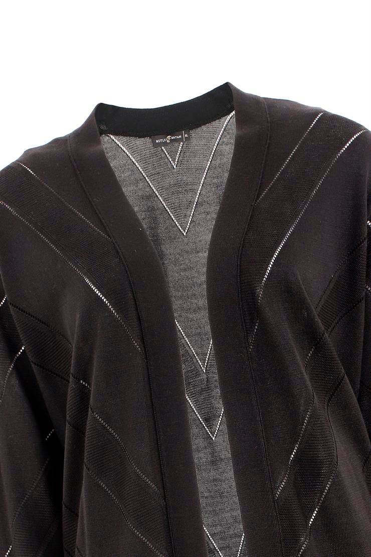 V Yaka Triko Hırka-SİYAH