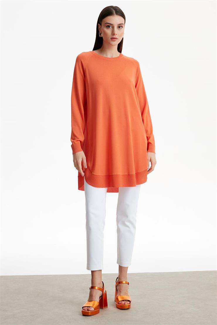 YANLARI OVEL RAYON TUNİK SOMON