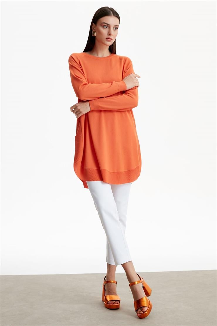 YANLARI OVEL RAYON TUNİK SOMON