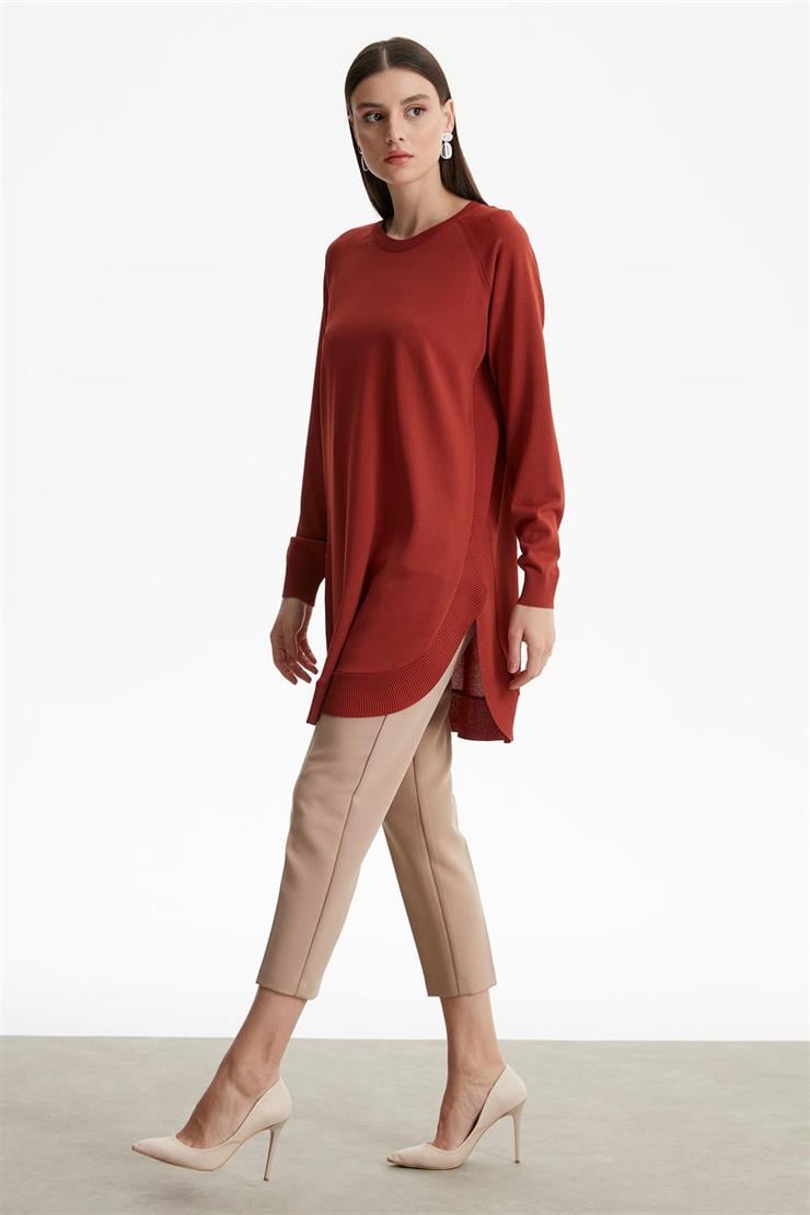 YANLARI OVEL RAYON TUNİK TABA