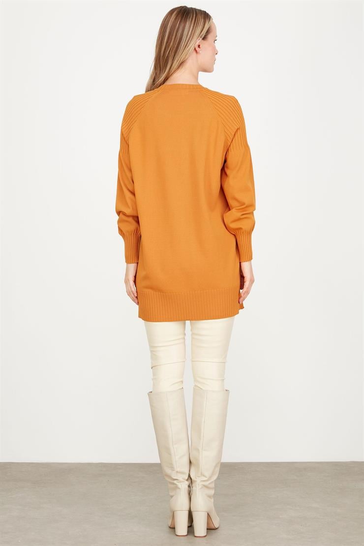 YANLARI YIRTMAÇLI RAYON TUNİK HARDAL