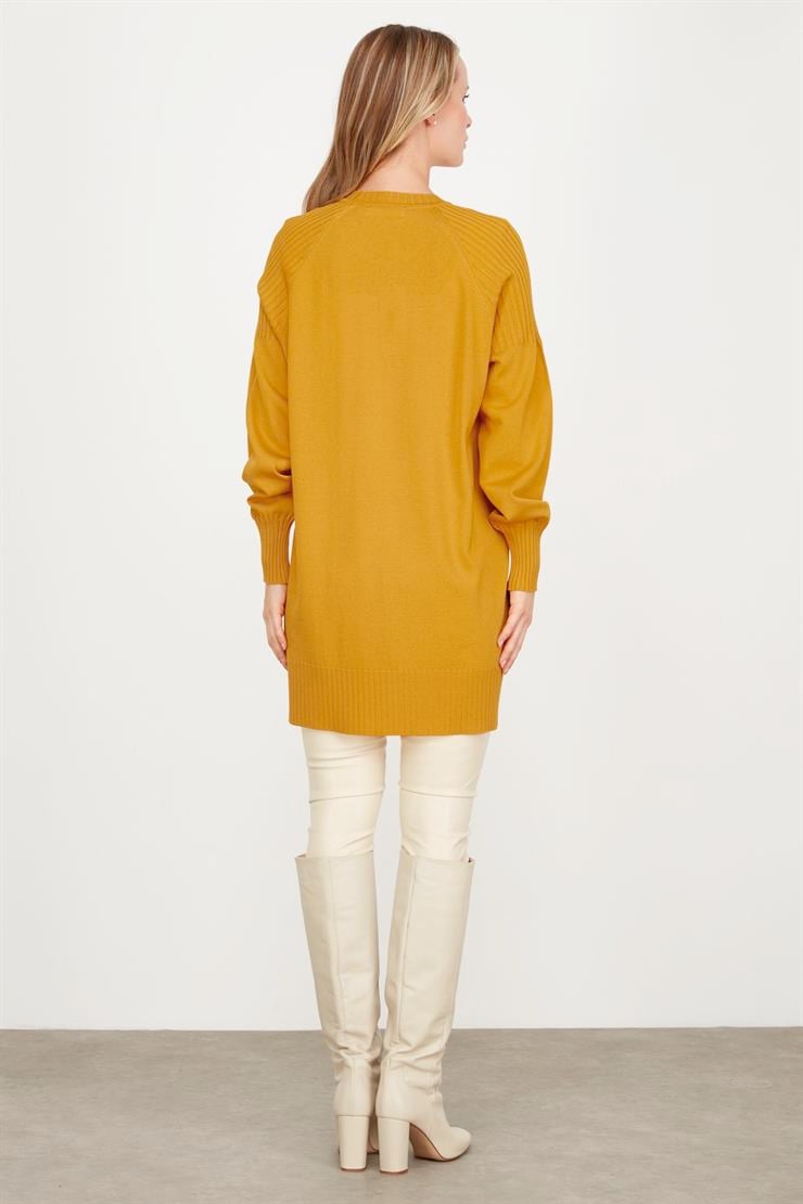 YANLARI YIRTMAÇLI RAYON TUNİK SAFRAN