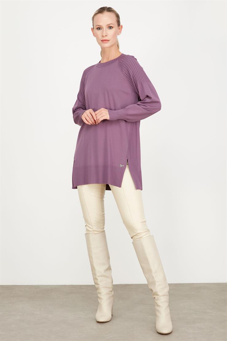 YANLARI YIRTMAÇLI RAYON TUNİK VİOLET