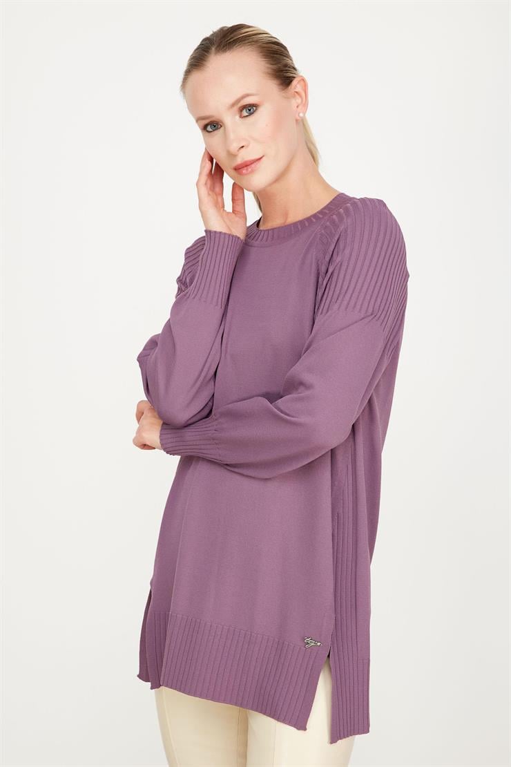 YANLARI YIRTMAÇLI RAYON TUNİK VİOLET