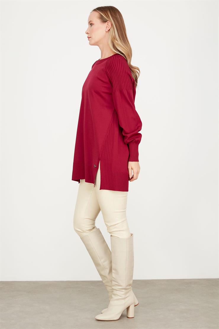 YANLARI YIRTMAÇLI RAYON TUNİK VİŞNE