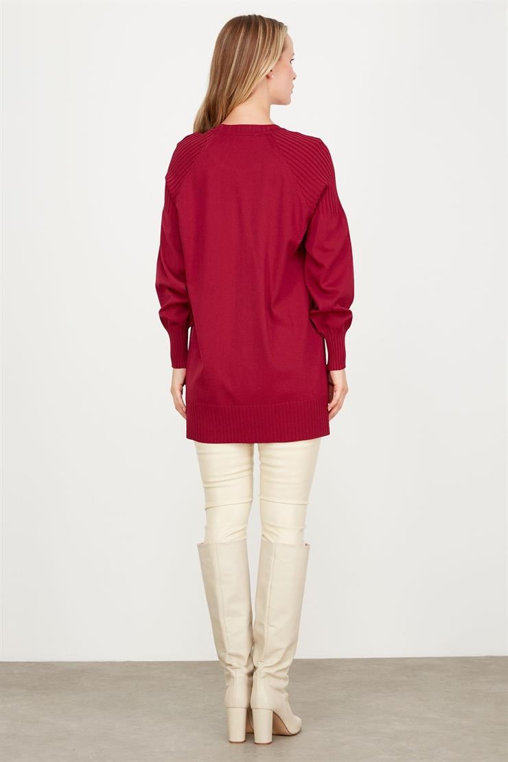 YANLARI YIRTMAÇLI RAYON TUNİK VİŞNE