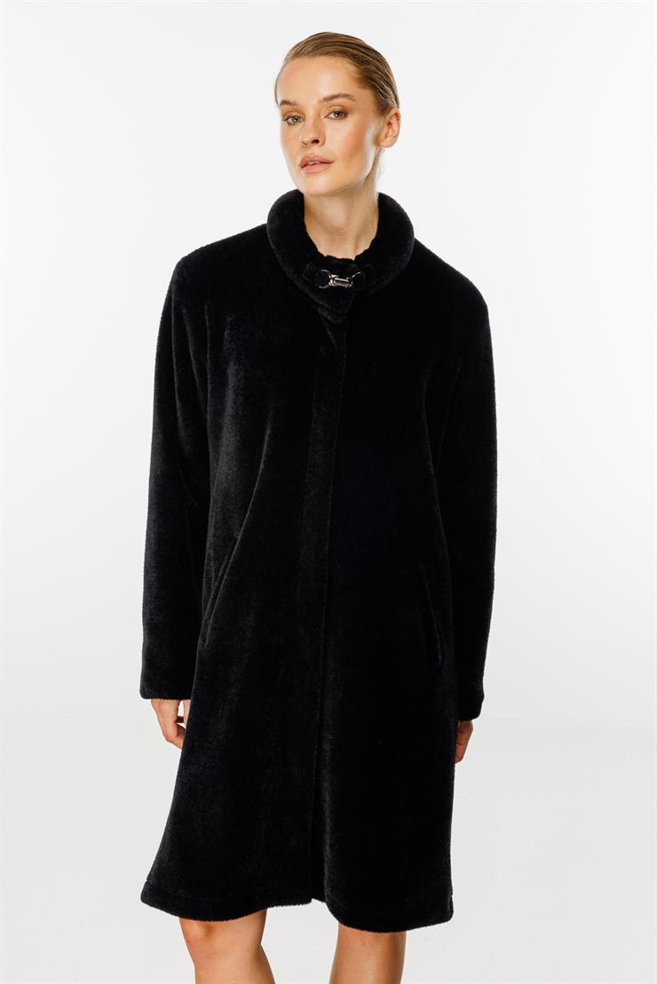 Yaka Detaylı Angored Kaban-SİYAH