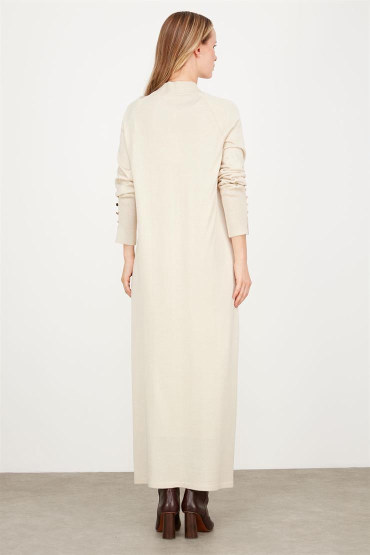 Yarım Balıkçı Basic Triko Elbise BEJ