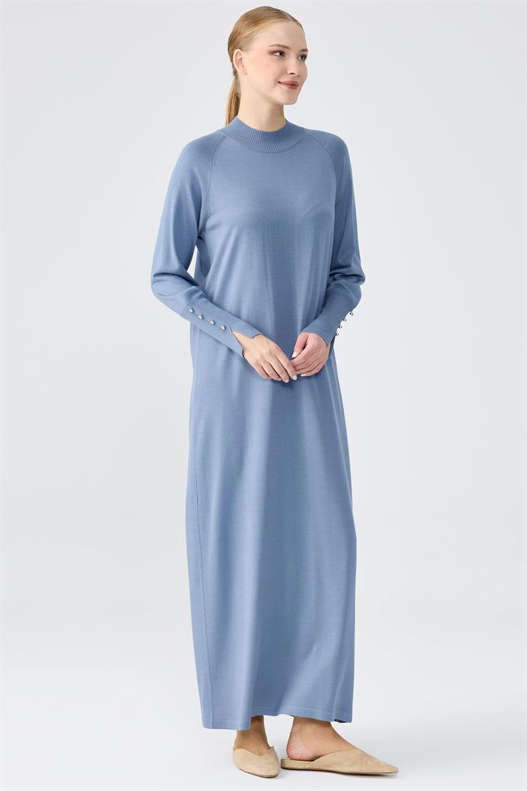 Yarım Balıkçı Basic Triko Elbise C.BLUE