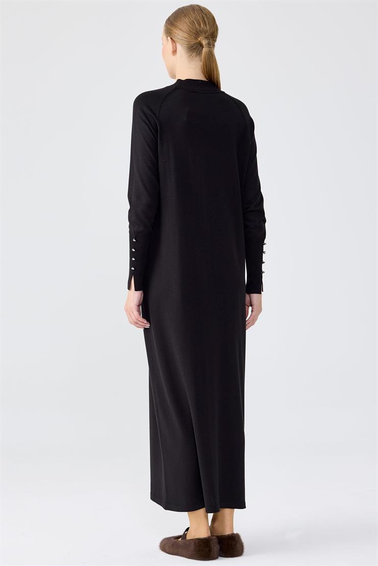 Yarım Balıkçı Basic Triko Elbise SİYAH