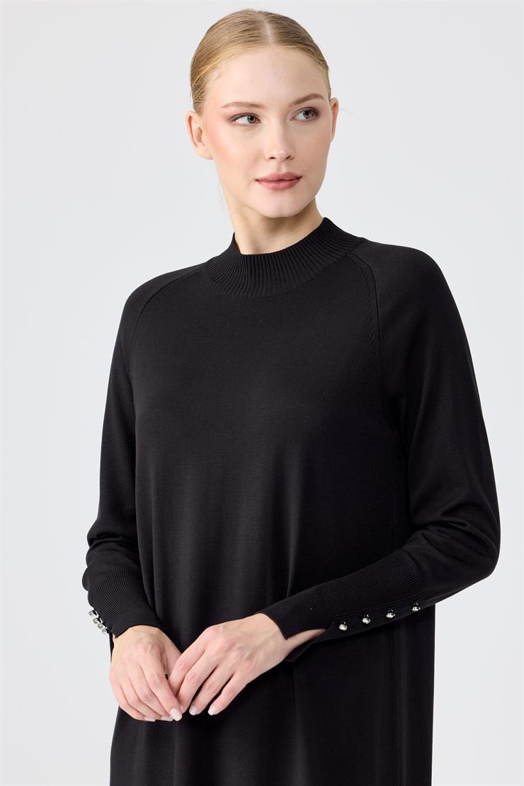 Yarım Balıkçı Basic Triko Elbise SİYAH