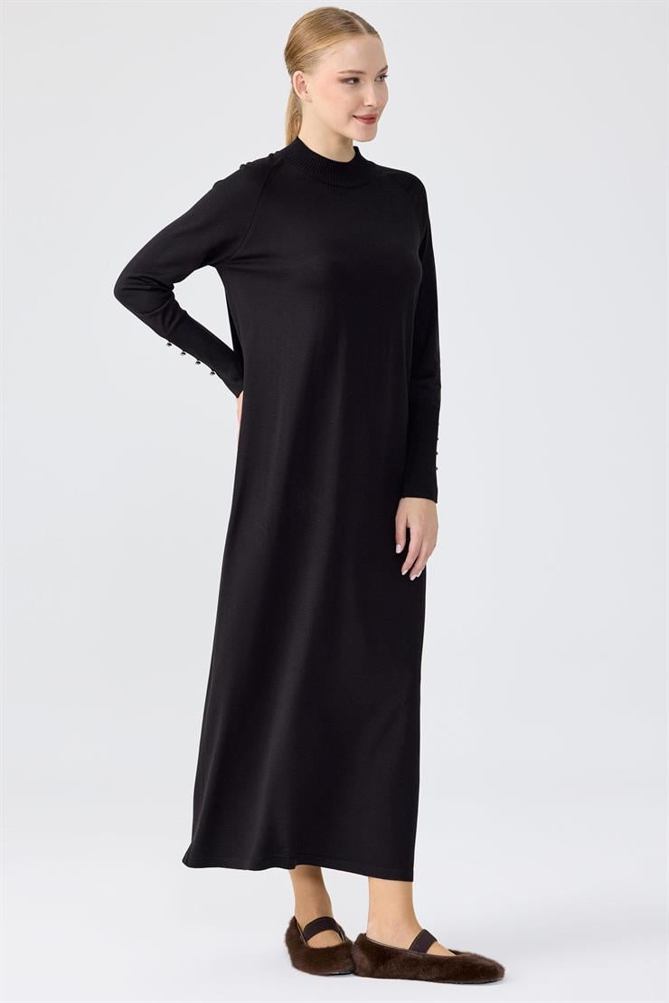 Yarım Balıkçı Basic Triko Elbise SİYAH