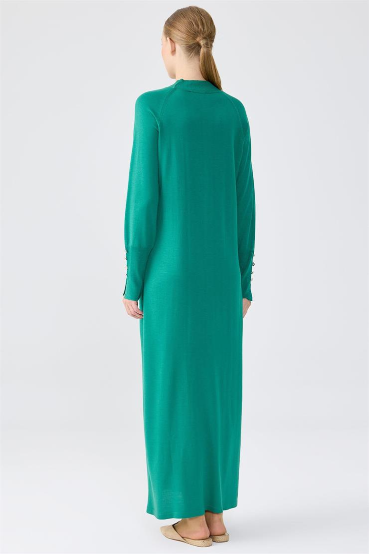 Yarım Balıkçı Basic Triko Elbise YEŞİL