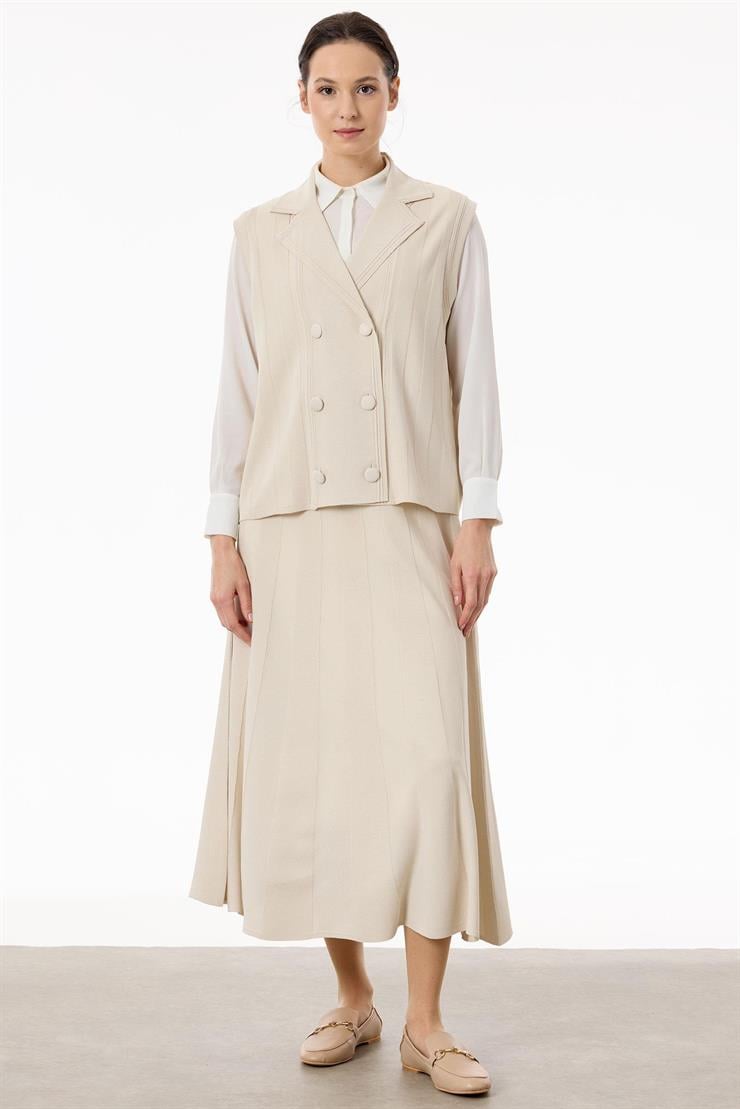 Yelekli Etekli Rayon Takım BEJ