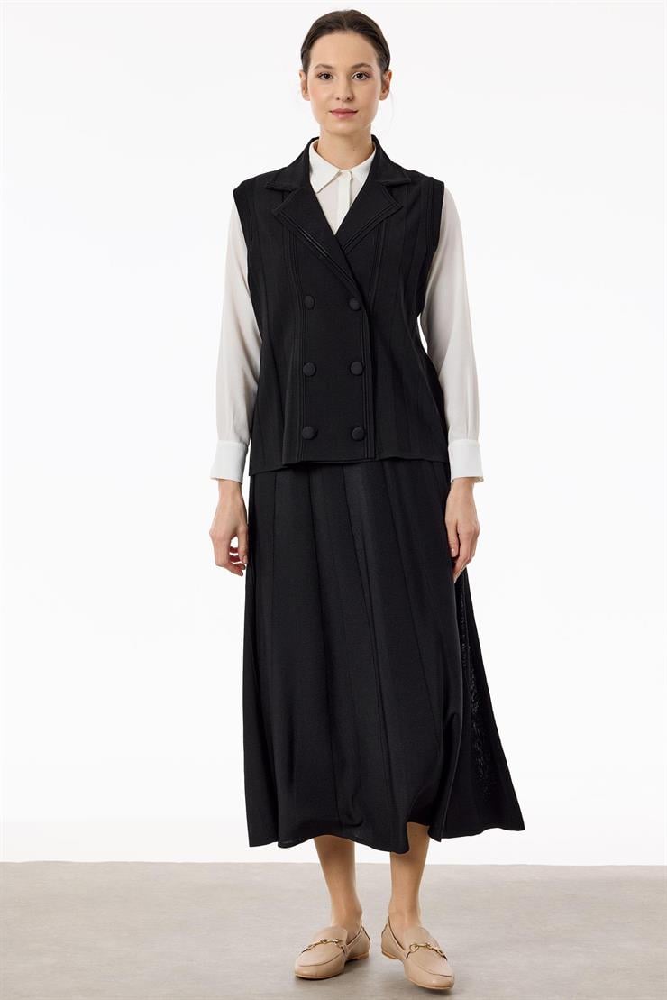 Yelekli Etekli Rayon Takım SİYAH